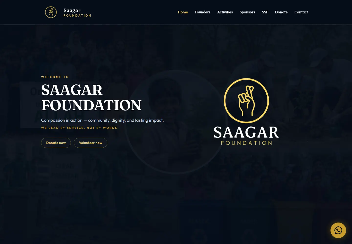 Homepage of the Saagar Foundation website
